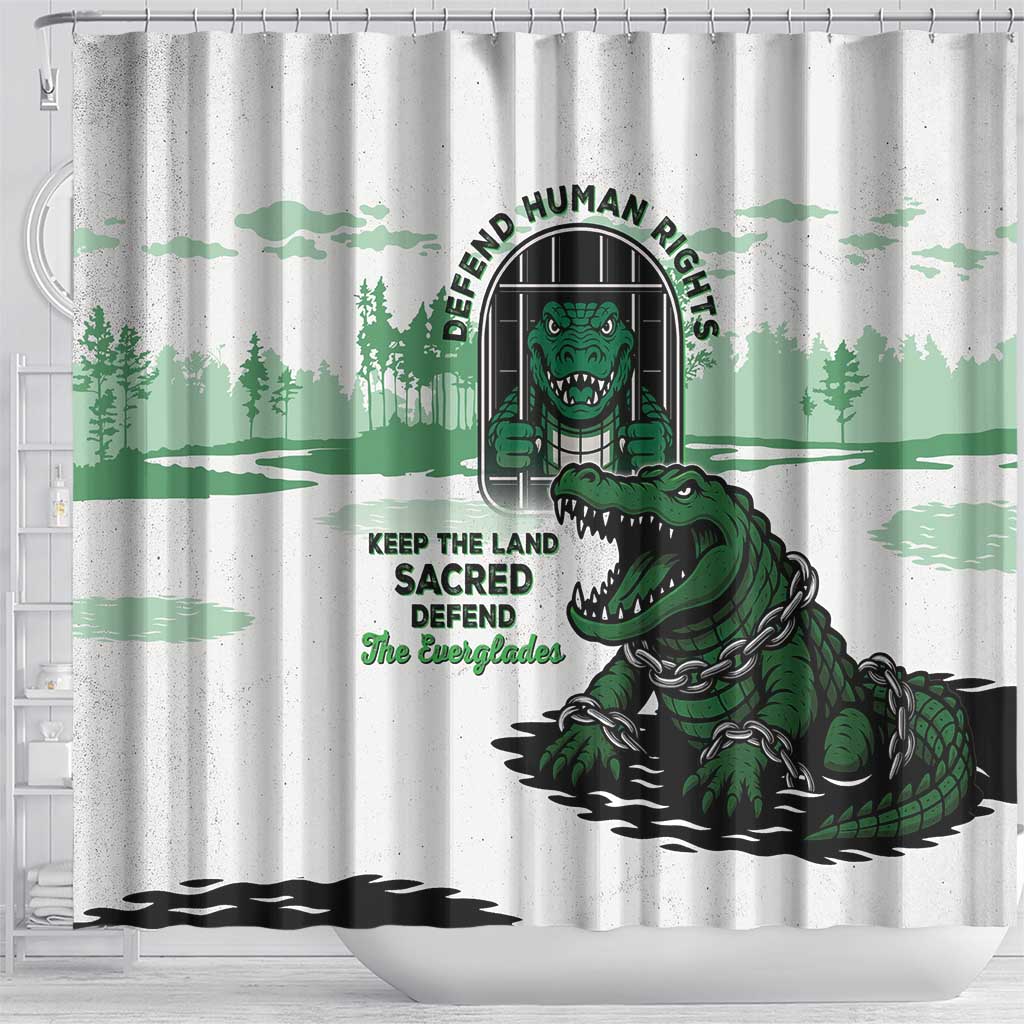Alligator Alcatraz Defend Human Rights Shower Curtain Defend The Everglades - Wonder Print Shop
