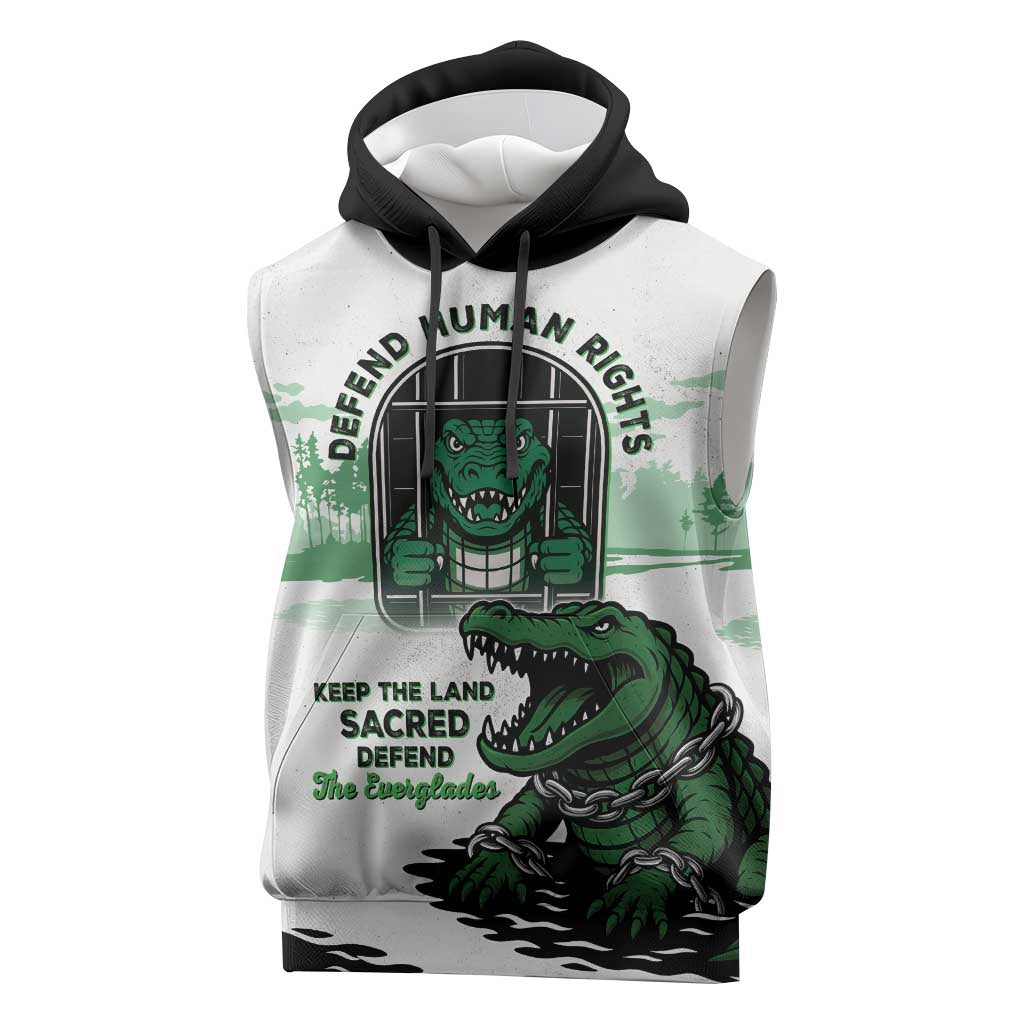 Alligator Alcatraz Defend Human Rights Sleeveless Hoodie Defend The Everglades - Wonder Print Shop