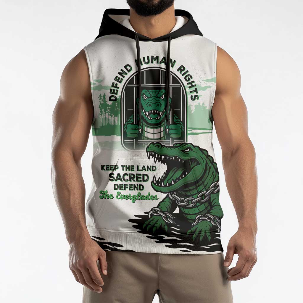 Alligator Alcatraz Defend Human Rights Sleeveless Hoodie Defend The Everglades - Wonder Print Shop