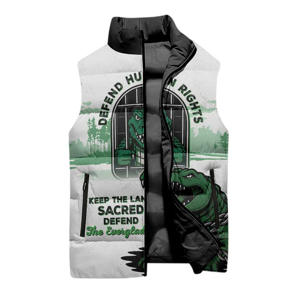 Alligator Alcatraz Defend Human Rights Sleeveless Puffer Jacket Defend The Everglades - Wonder Print Shop
