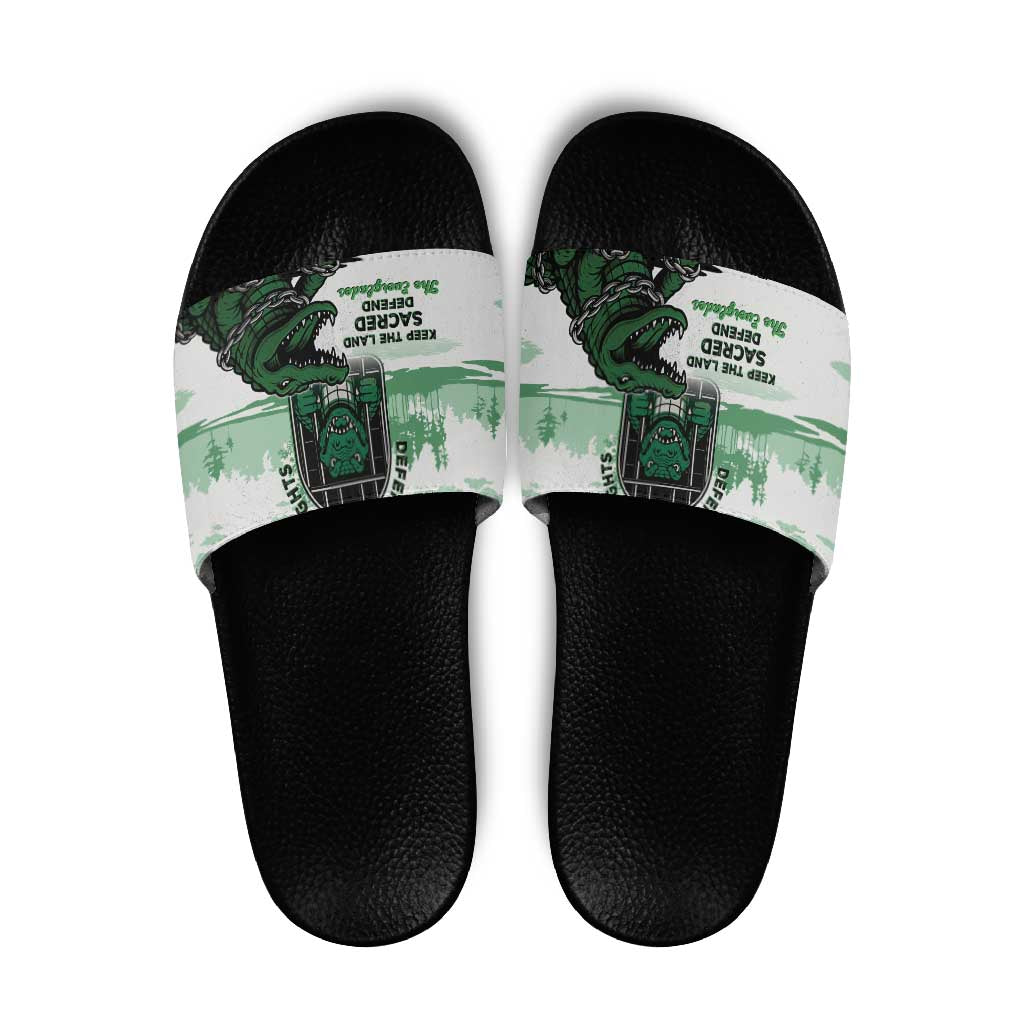 Alligator Alcatraz Defend Human Rights Slide Sandals Defend The Everglades - Wonder Print Shop