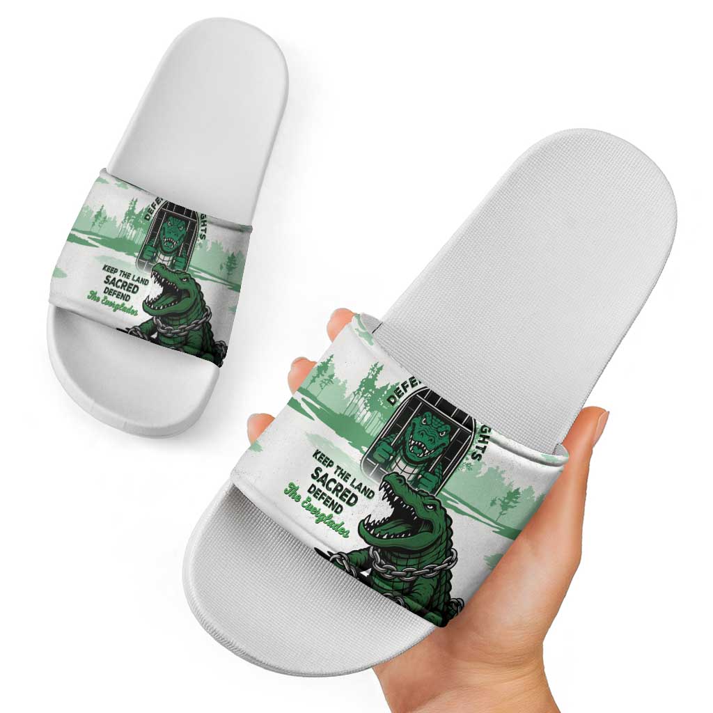 Alligator Alcatraz Defend Human Rights Slide Sandals Defend The Everglades - Wonder Print Shop