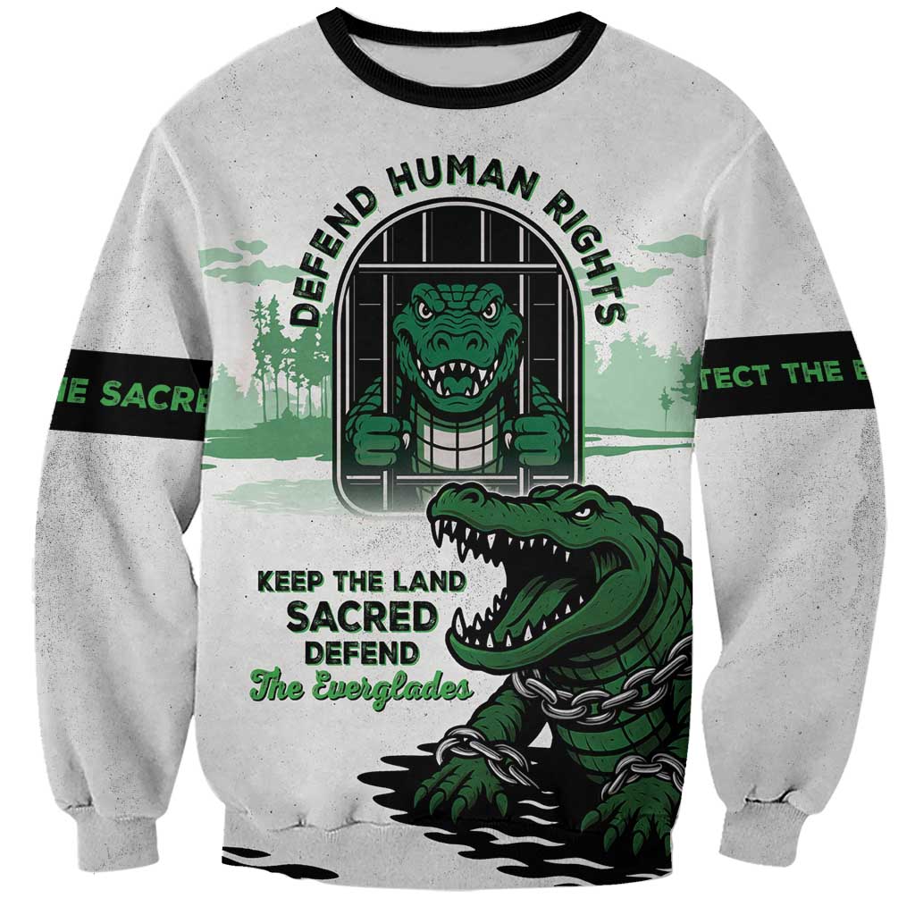 Alligator Alcatraz Defend Human Rights Sweatshirt Defend The Everglades - Wonder Print Shop