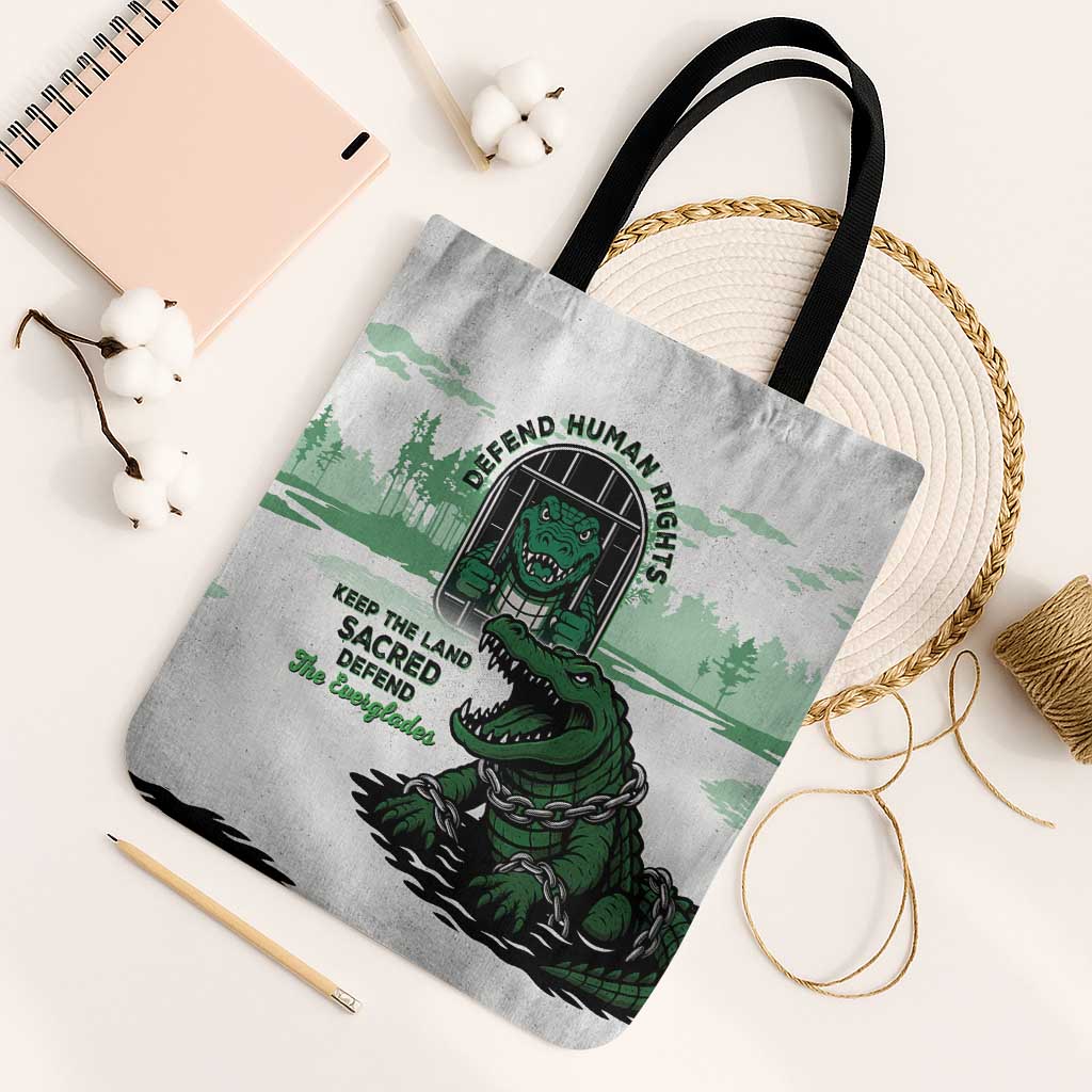 Alligator Alcatraz Defend Human Rights Tote Bag Defend The Everglades - Wonder Print Shop