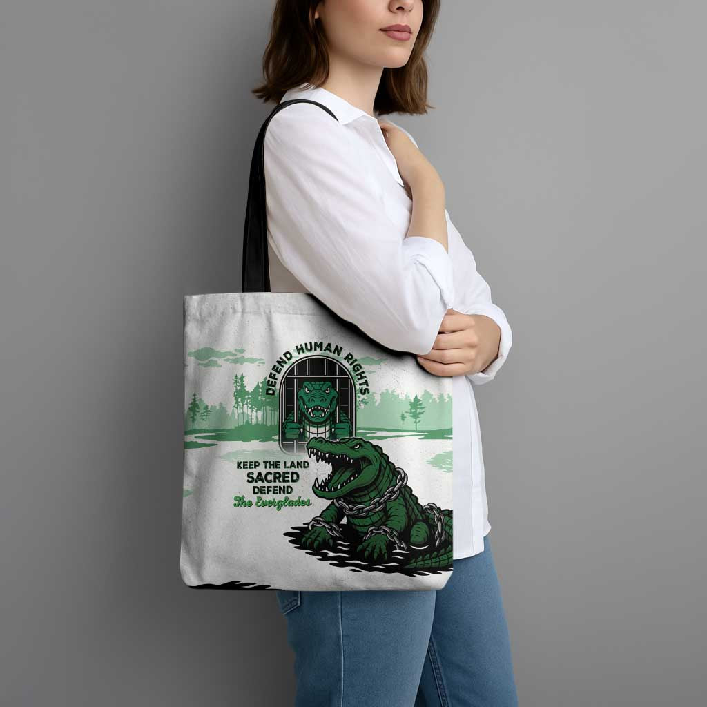 Alligator Alcatraz Defend Human Rights Tote Bag Defend The Everglades - Wonder Print Shop