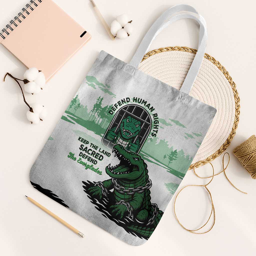 Alligator Alcatraz Defend Human Rights Tote Bag Defend The Everglades - Wonder Print Shop