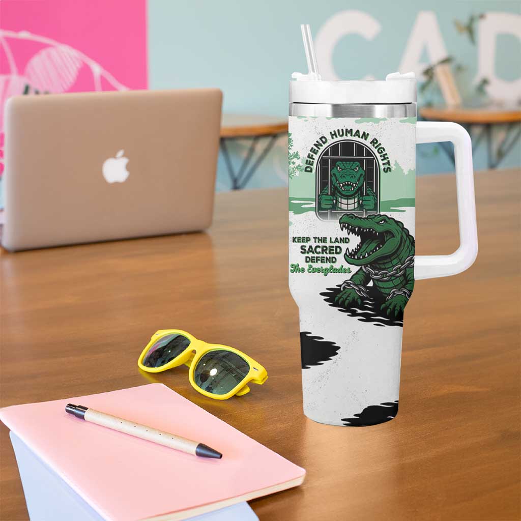 Alligator Alcatraz Defend Human Rights Tumbler With Handle Defend The Everglades - Wonder Print Shop