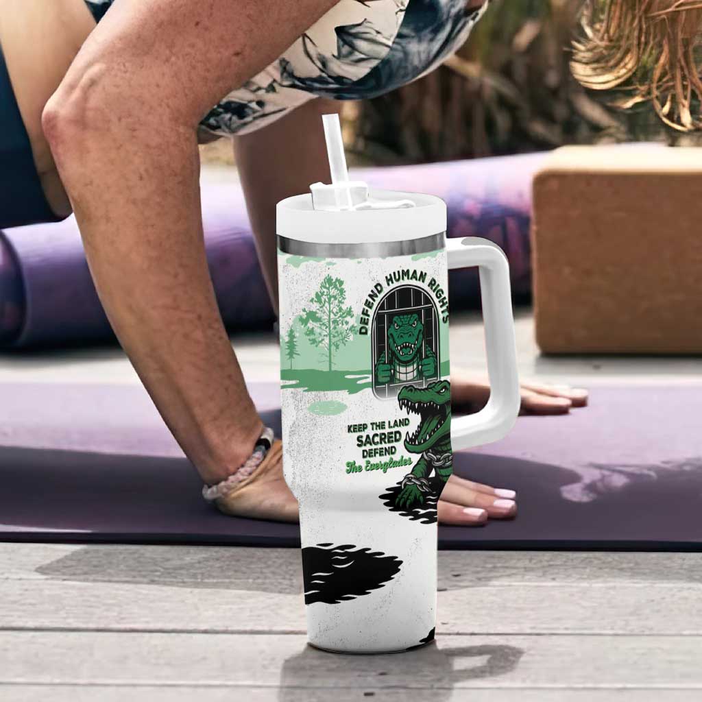 Alligator Alcatraz Defend Human Rights Tumbler With Handle Defend The Everglades - Wonder Print Shop