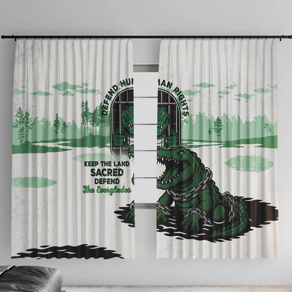 Alligator Alcatraz Defend Human Rights Window Curtain Defend The Everglades - Wonder Print Shop