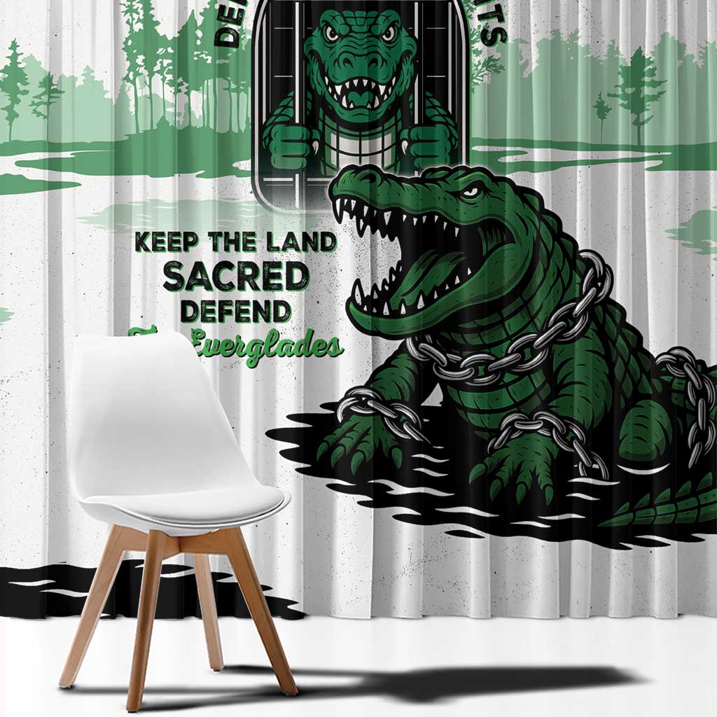 Alligator Alcatraz Defend Human Rights Window Curtain Defend The Everglades - Wonder Print Shop