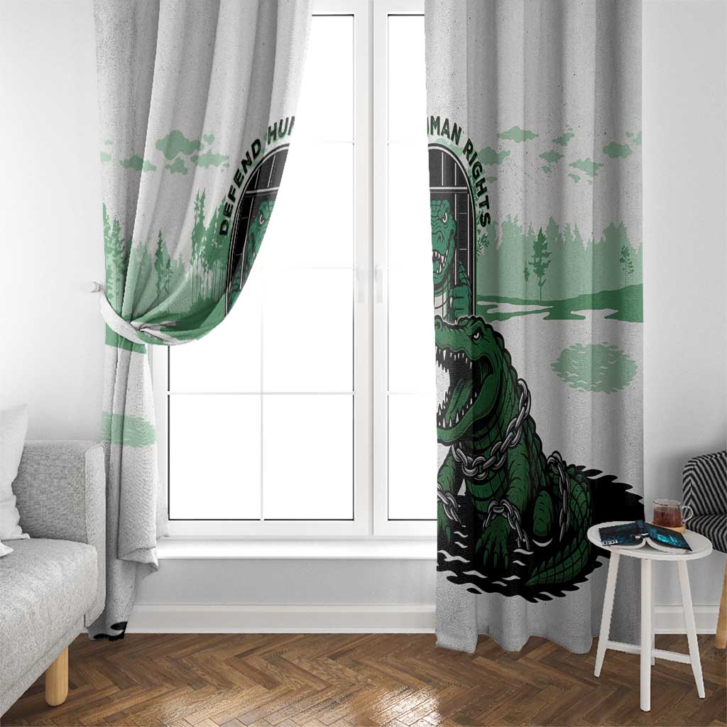 Alligator Alcatraz Defend Human Rights Window Curtain Defend The Everglades - Wonder Print Shop