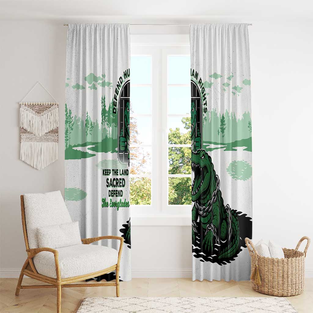 Alligator Alcatraz Defend Human Rights Window Curtain Defend The Everglades - Wonder Print Shop