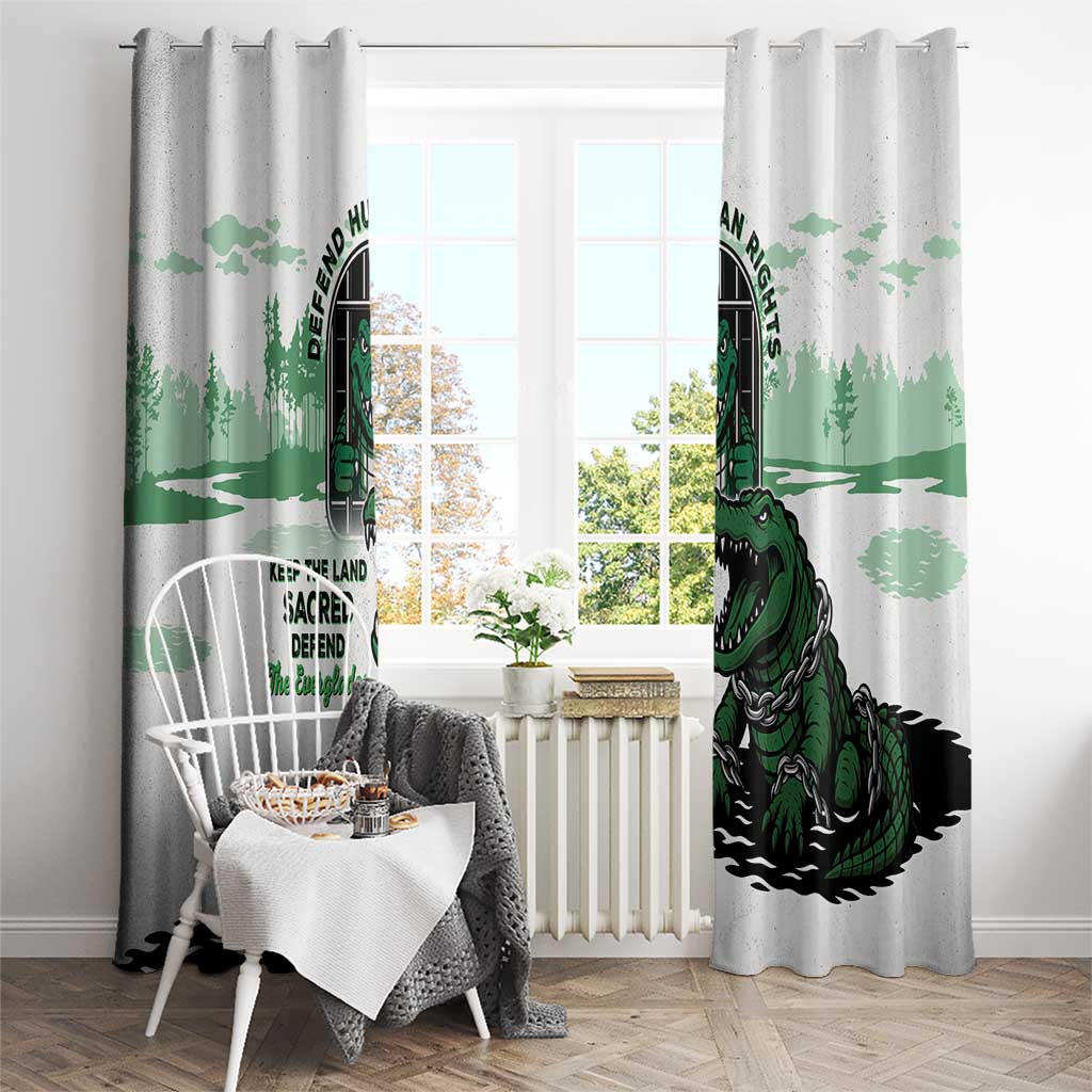 Alligator Alcatraz Defend Human Rights Window Curtain Defend The Everglades - Wonder Print Shop