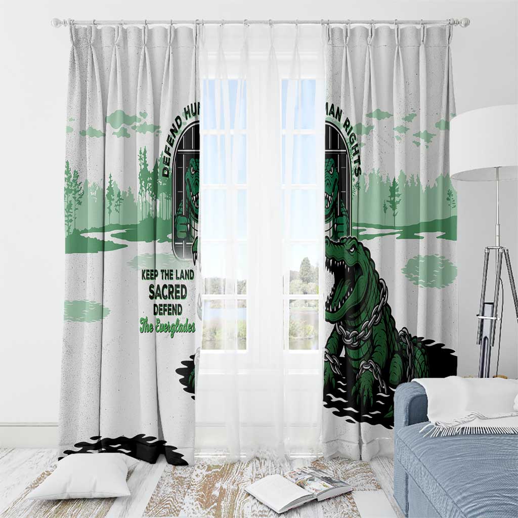 Alligator Alcatraz Defend Human Rights Window Curtain Defend The Everglades - Wonder Print Shop