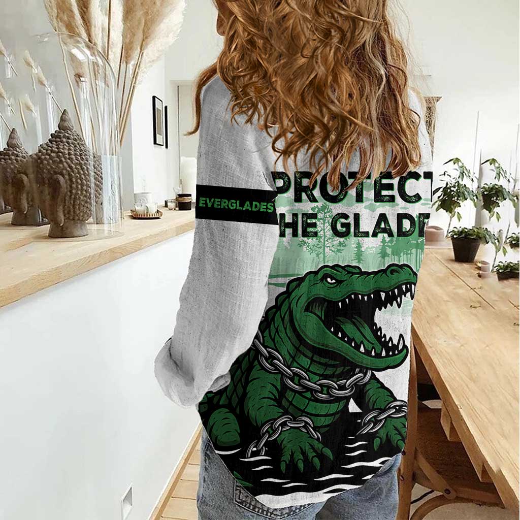 Alligator Alcatraz Defend Human Rights Women Casual Shirt Defend The Everglades - Wonder Print Shop