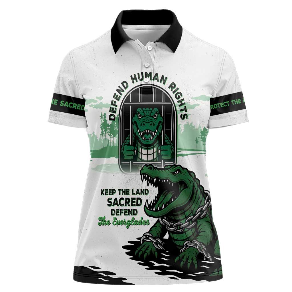 Alligator Alcatraz Defend Human Rights Women Polo Shirt Defend The Everglades - Wonder Print Shop