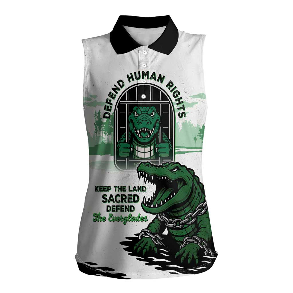 Alligator Alcatraz Defend Human Rights Women Sleeveless Polo Shirt Defend The Everglades - Wonder Print Shop