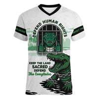 Alligator Alcatraz Defend Human Rights Women V-Neck T-Shirt Defend The Everglades - Wonder Print Shop