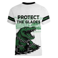 Alligator Alcatraz Defend Human Rights Women V-Neck T-Shirt Defend The Everglades - Wonder Print Shop