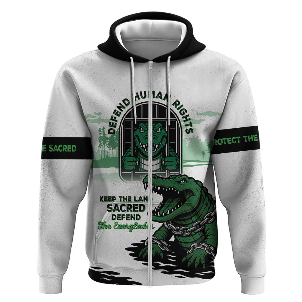 Alligator Alcatraz Defend Human Rights Zip Hoodie Defend The Everglades - Wonder Print Shop
