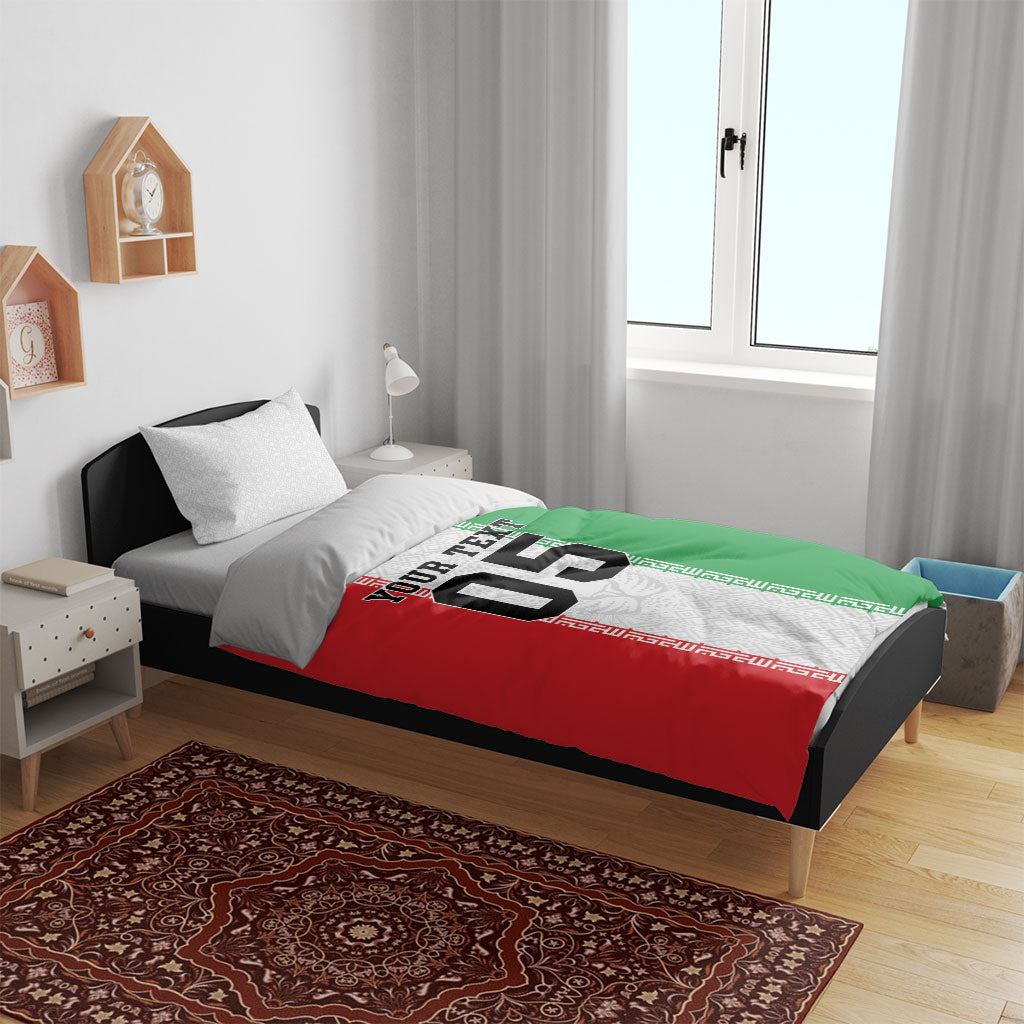 Custom Iran Football 2026 Bedding Set Go Team Melli Flag Style