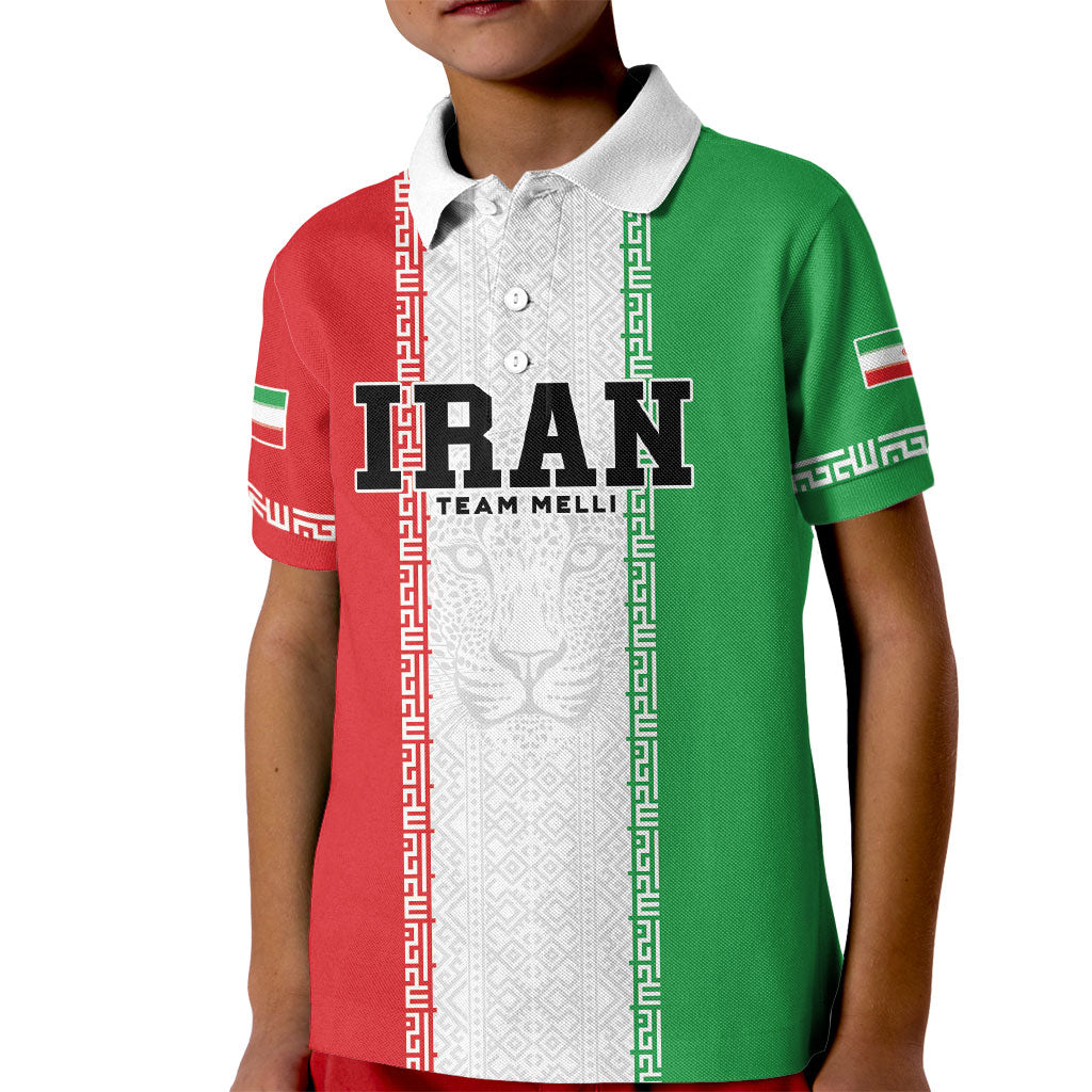 Custom Iran Football 2026 Kid Polo Shirt Go Team Melli Flag Style