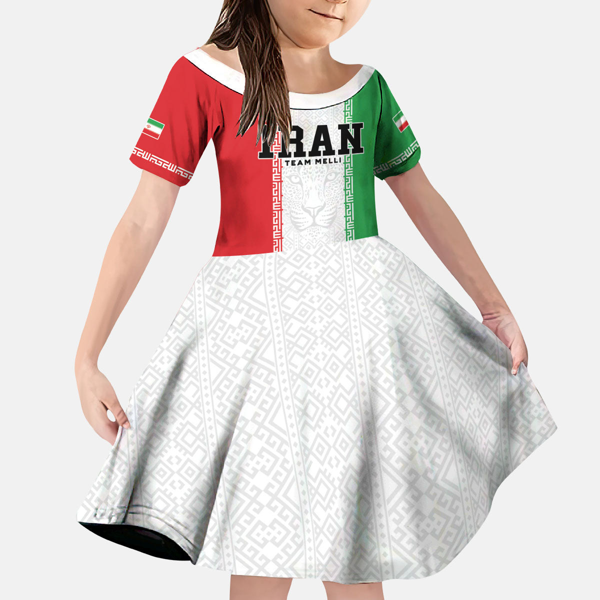 Custom Iran Football 2026 Kid Short Sleeve Dress Go Team Melli Flag Style