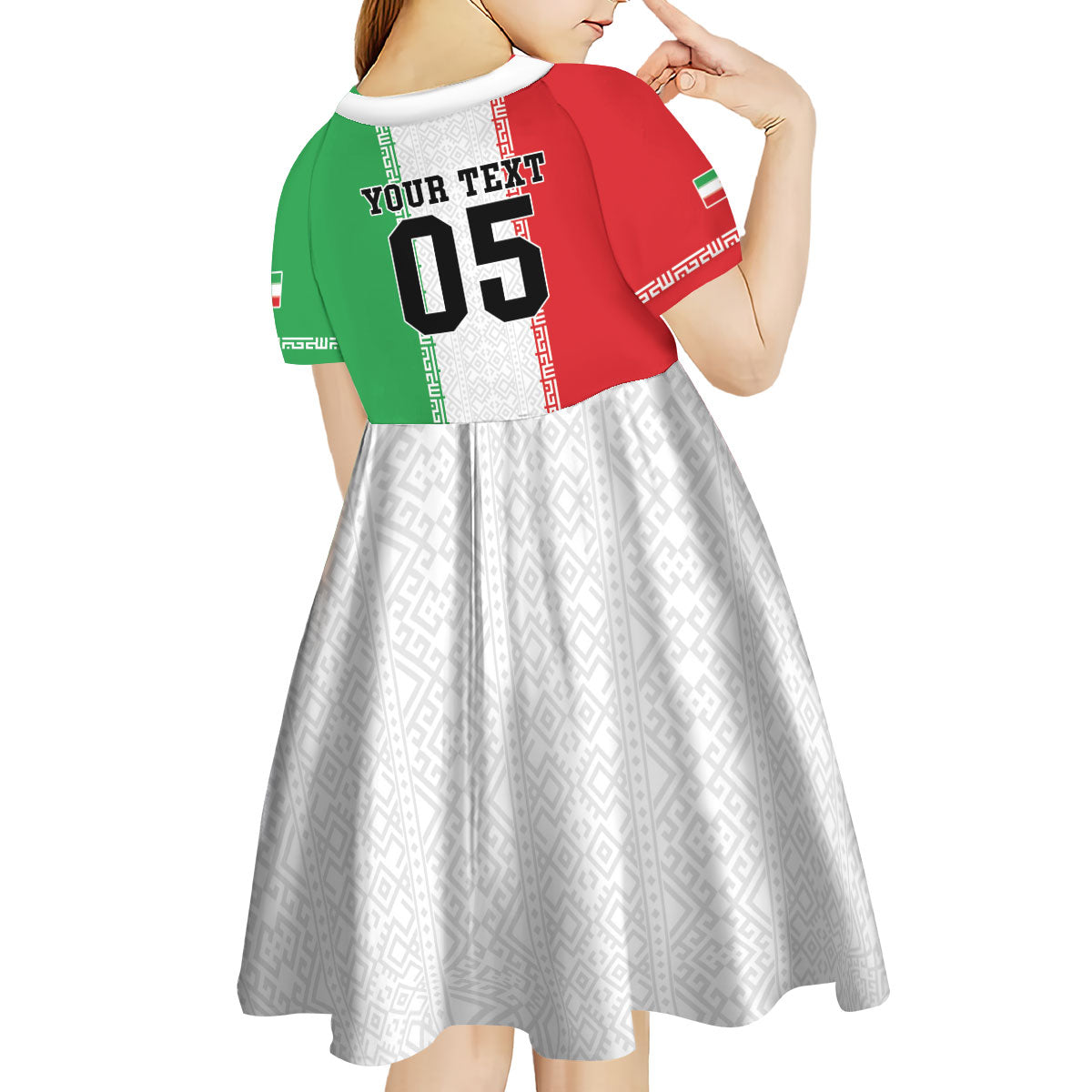 Custom Iran Football 2026 Kid Short Sleeve Dress Go Team Melli Flag Style