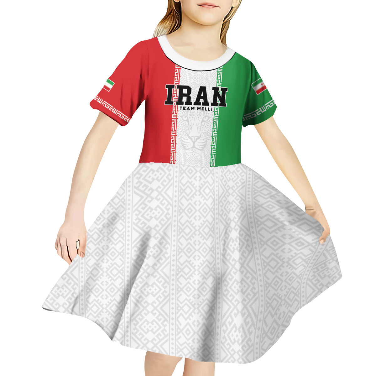 Custom Iran Football 2026 Kid Short Sleeve Dress Go Team Melli Flag Style
