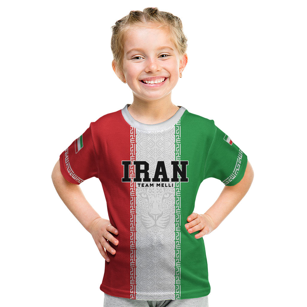 Custom Iran Football 2026 Kid T Shirt Go Team Melli Flag Style