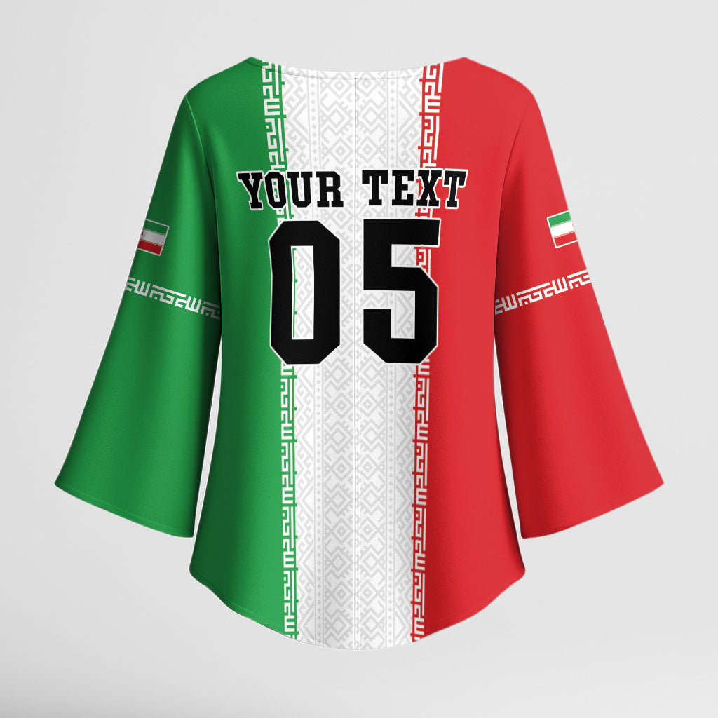 Custom Iran Football 2026 Kimono Sleeve Blouse Go Team Melli Flag Style