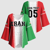 Custom Iran Football 2026 Kimono Sleeve Blouse Go Team Melli Flag Style