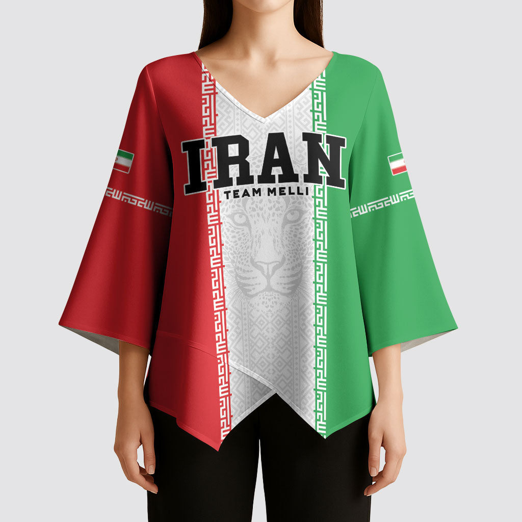 Custom Iran Football 2026 Kimono Sleeve Blouse Go Team Melli Flag Style