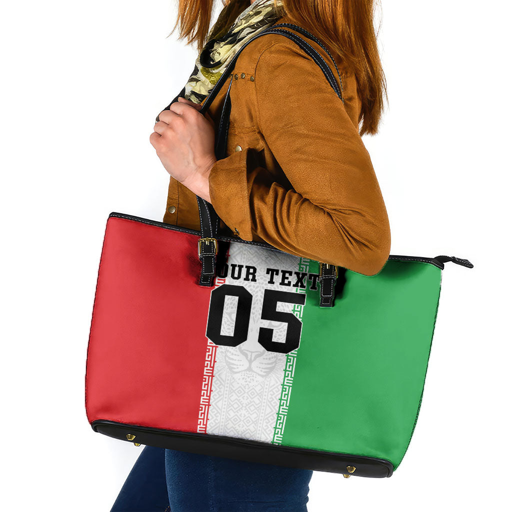 Custom Iran Football 2026 Leather Tote Bag Go Team Melli Flag Style