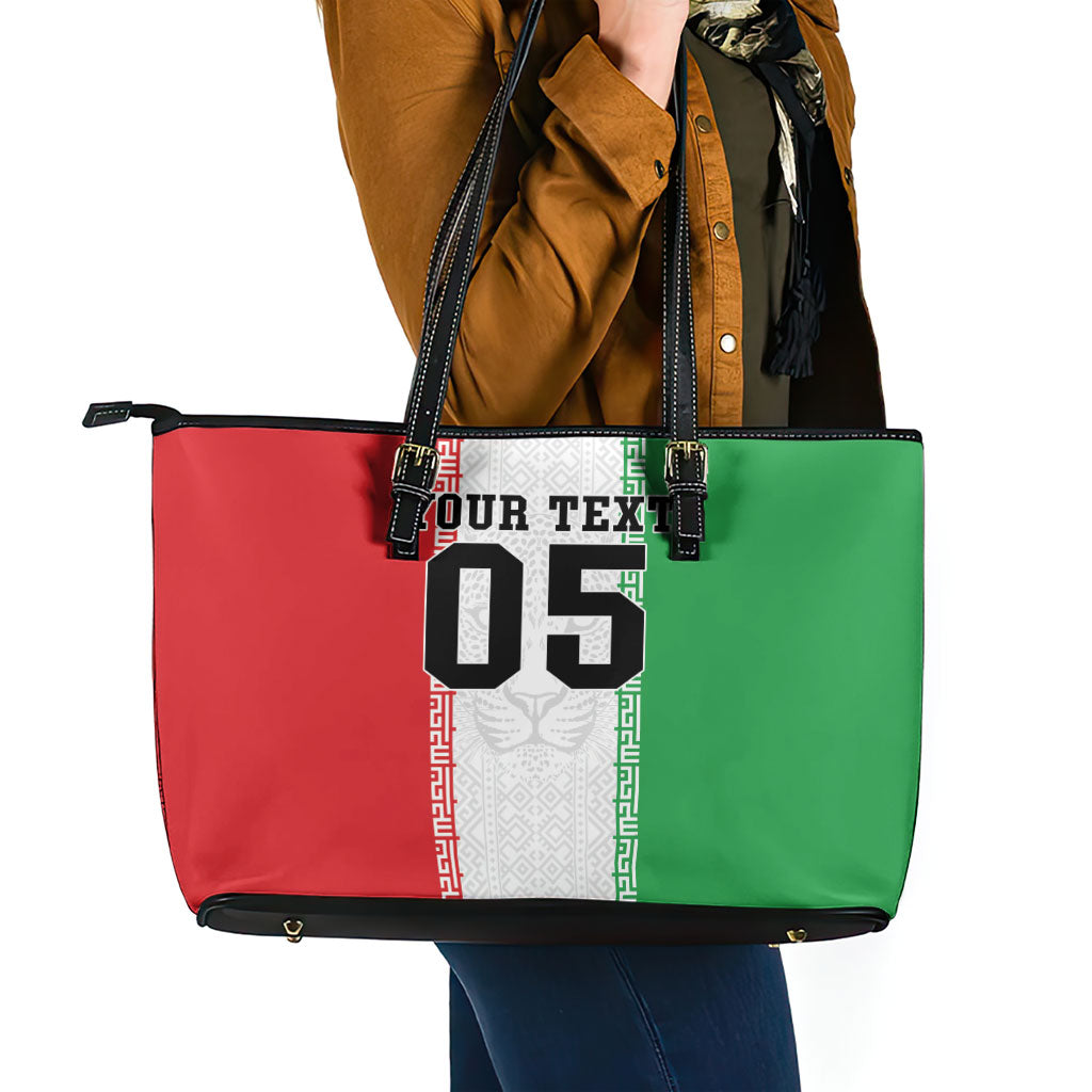 Custom Iran Football 2026 Leather Tote Bag Go Team Melli Flag Style