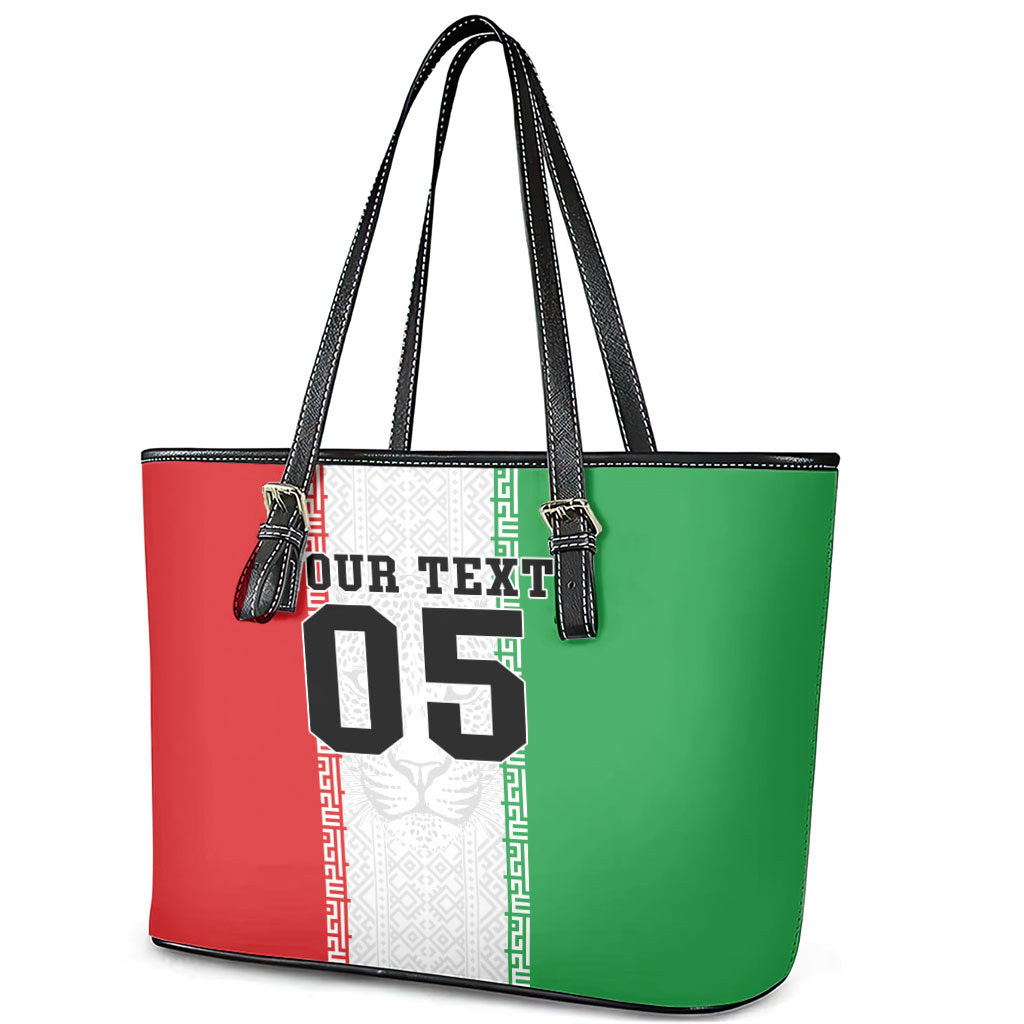 Custom Iran Football 2026 Leather Tote Bag Go Team Melli Flag Style