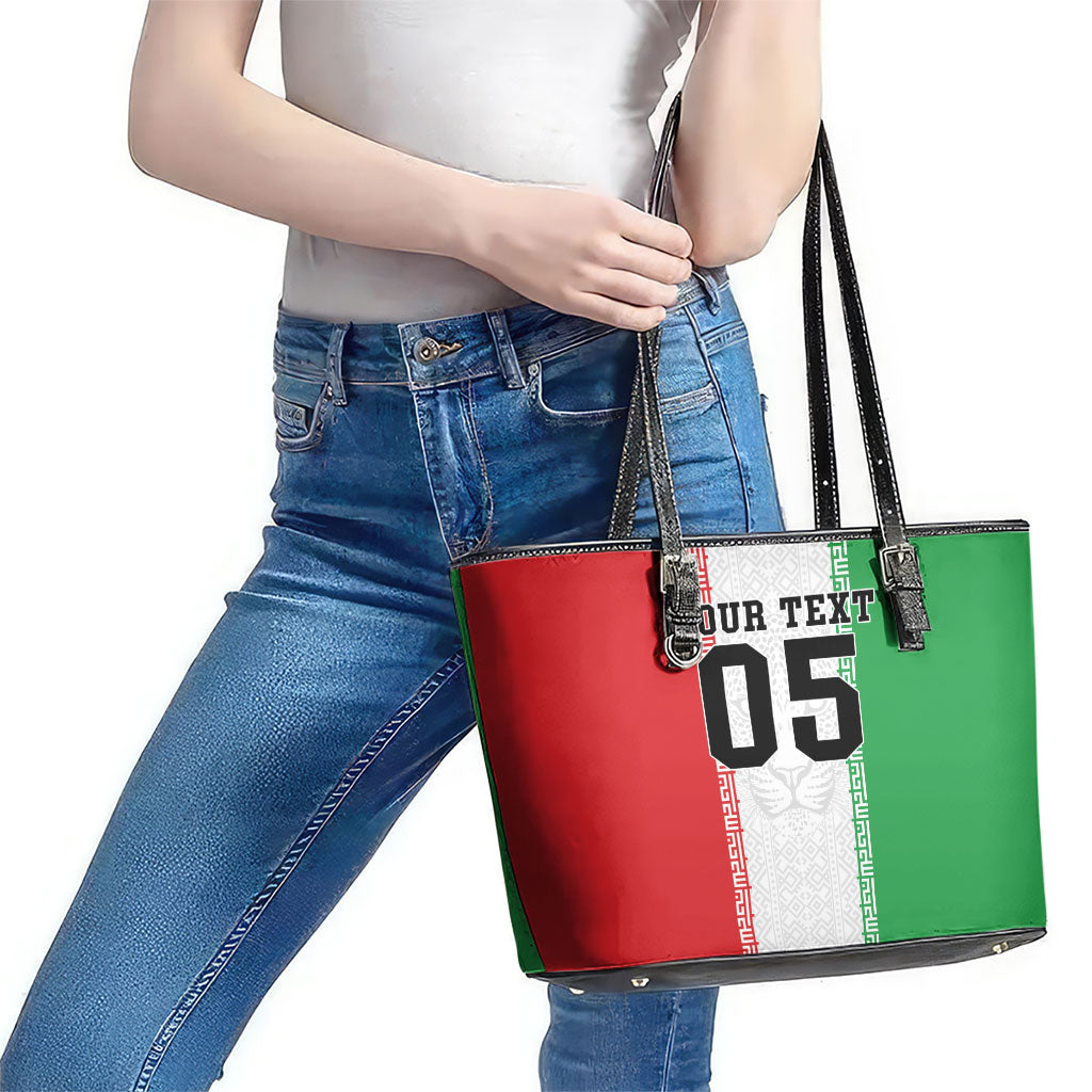 Custom Iran Football 2026 Leather Tote Bag Go Team Melli Flag Style