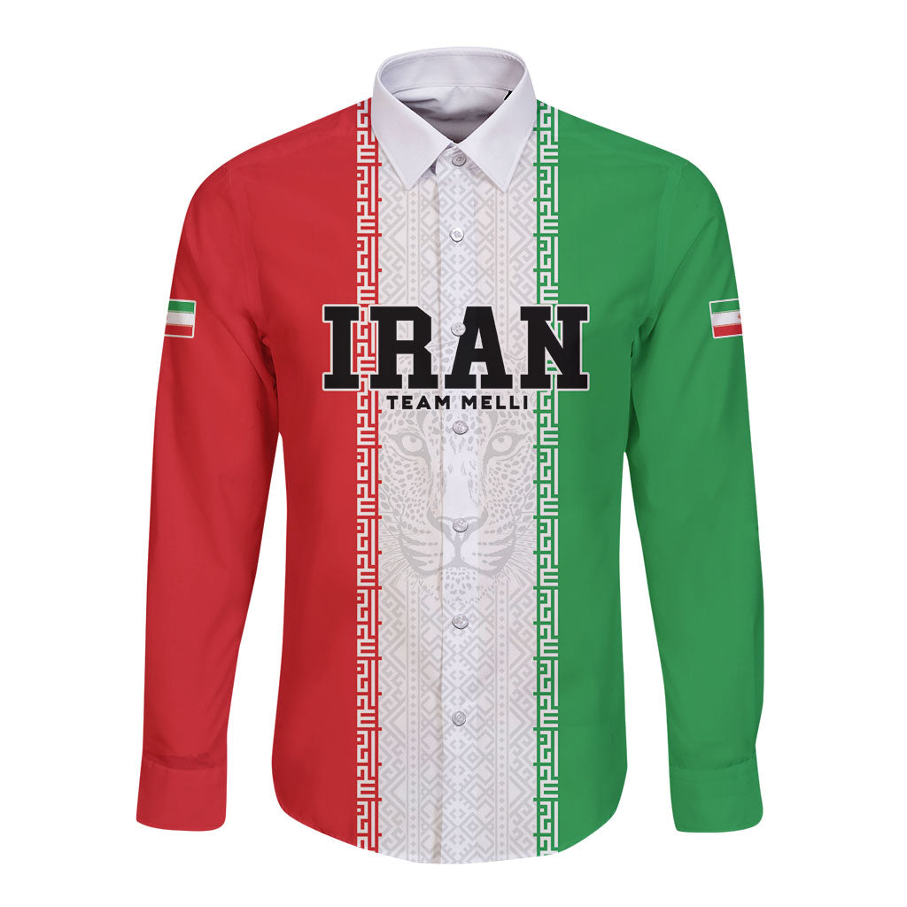 Custom Iran Football 2026 Long Sleeve Button Shirt Go Team Melli Flag Style