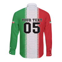 Custom Iran Football 2026 Long Sleeve Button Shirt Go Team Melli Flag Style