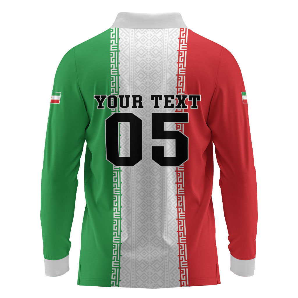 Custom Iran Football 2026 Long Sleeve Polo Shirt Go Team Melli Flag Style