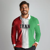 Custom Iran Football 2026 Long Sleeve Polo Shirt Go Team Melli Flag Style