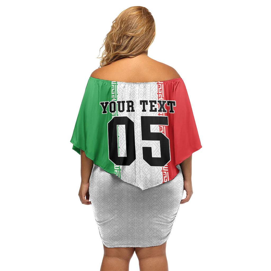 Custom Iran Football 2026 Off Shoulder Short Dress Go Team Melli Flag Style