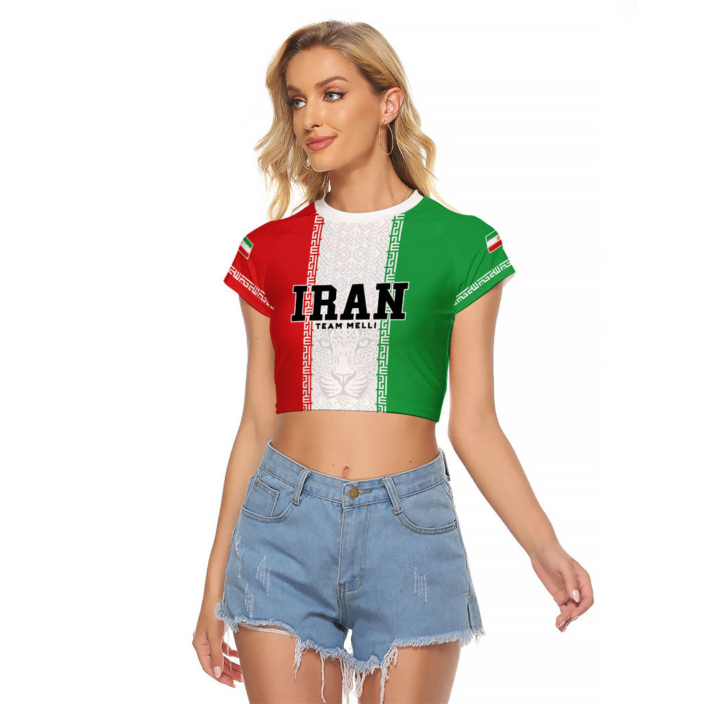 Custom Iran Football 2026 Raglan Cropped T Shirt Go Team Melli Flag Style