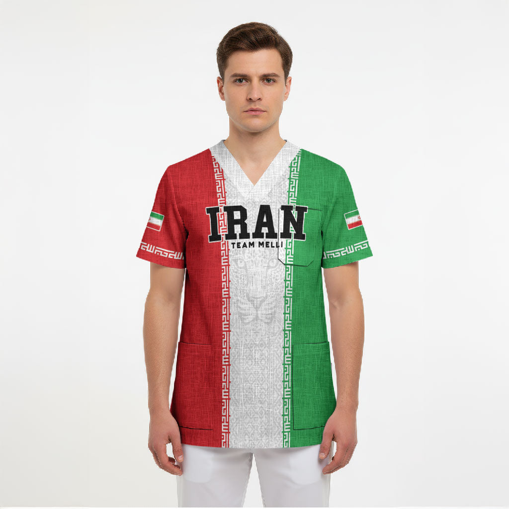 Custom Iran Football 2026 Scrub Top Go Team Melli Flag Style