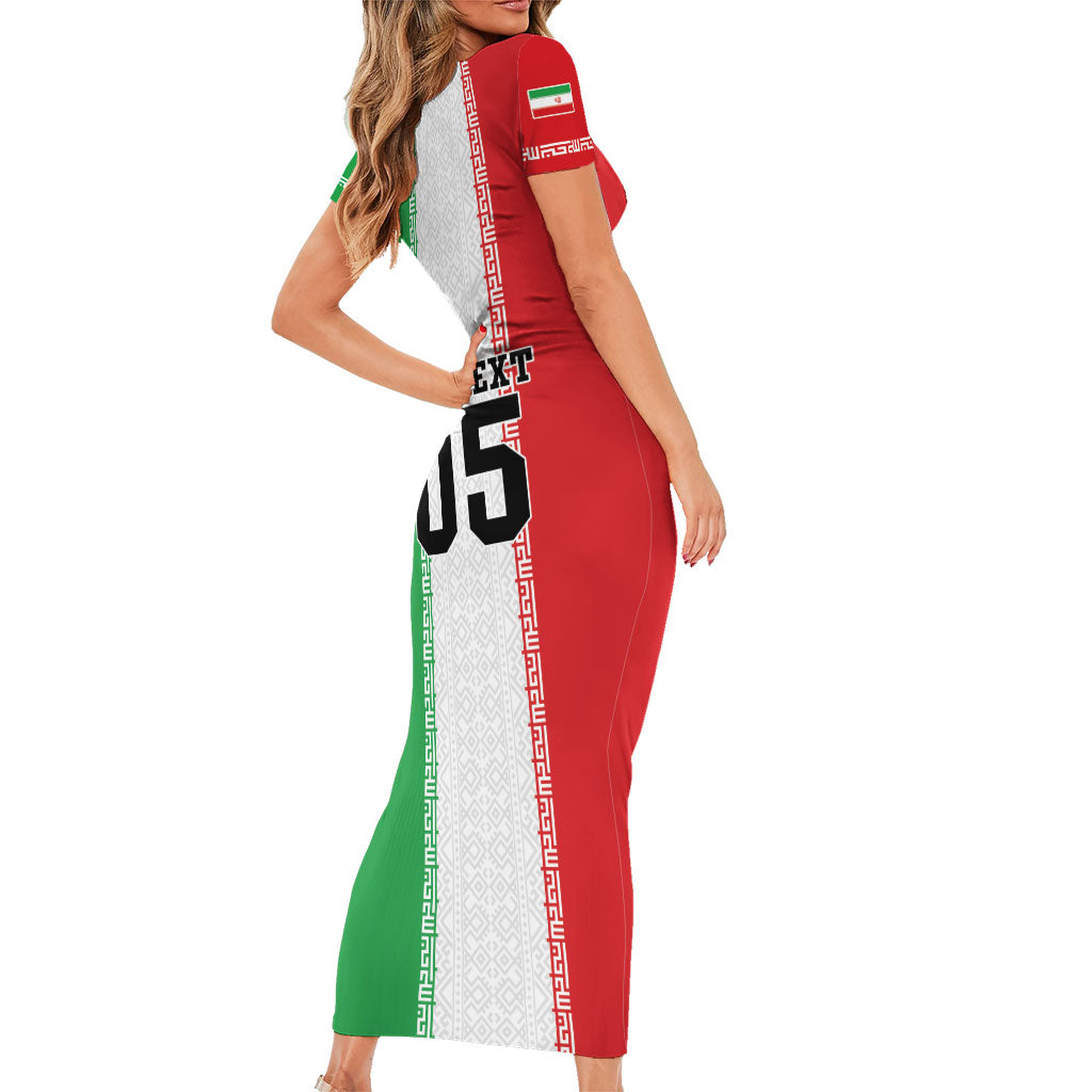 Custom Iran Football 2026 Short Sleeve Bodycon Dress Go Team Melli Flag Style