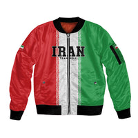 Custom Iran Football 2026 Sleeve Zip Bomber Jacket Go Team Melli Flag Style