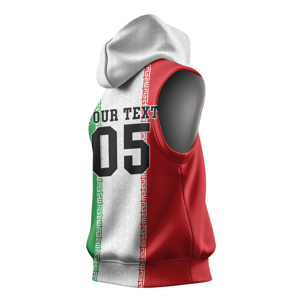 Custom Iran Football 2026 Sleeveless Hoodie Go Team Melli Flag Style
