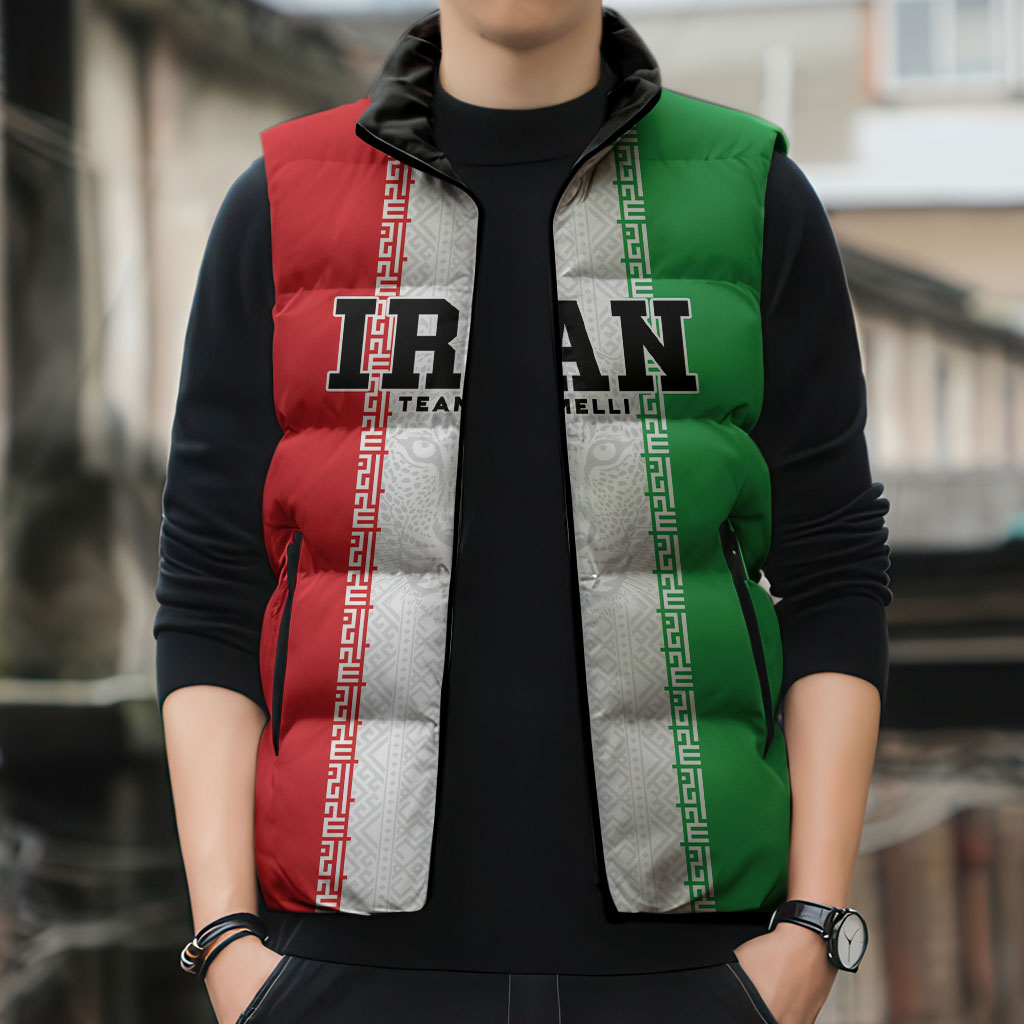 Custom Iran Football 2026 Sleeveless Puffer Jacket Go Team Melli Flag Style