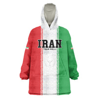 Custom Iran Football 2026 Wearable Blanket Hoodie Go Team Melli Flag Style