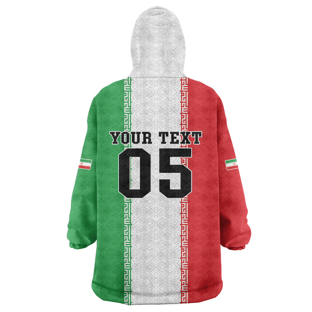 Custom Iran Football 2026 Wearable Blanket Hoodie Go Team Melli Flag Style
